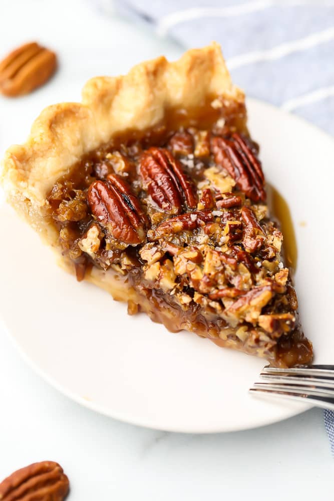 piece of pecan pie on a plate