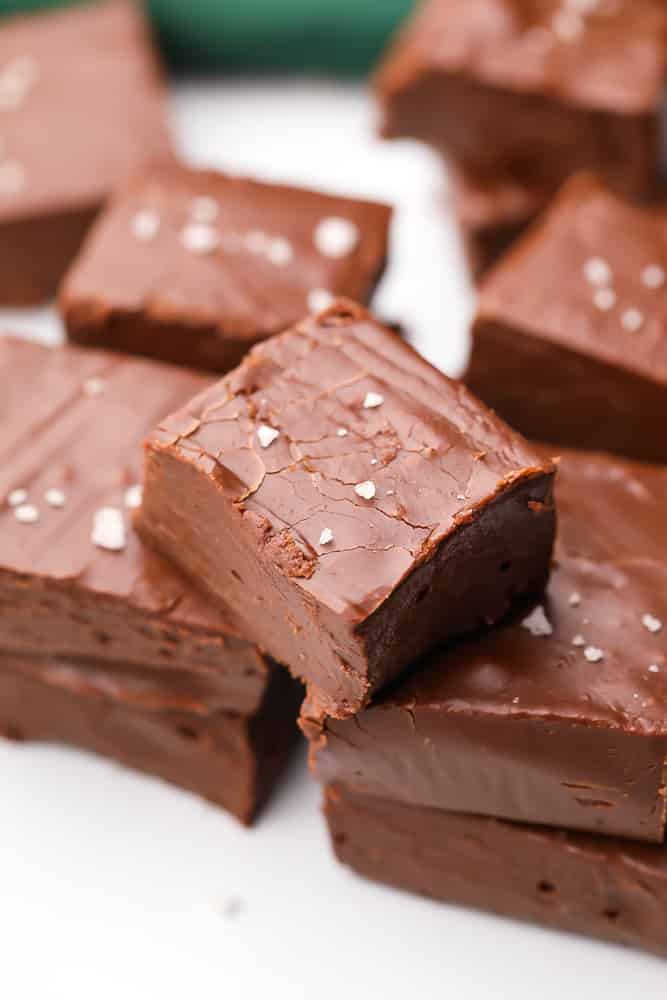 squares of chocolate, white background