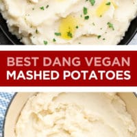 Pinterest collage with text for vegan mashed potatoes