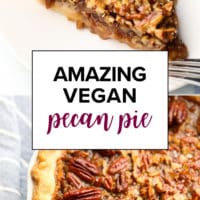 pinterest collage with text overlay for pecan pie that is vegan