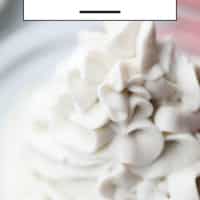 Pinterest image with text overlay for whipped cream made with coconut