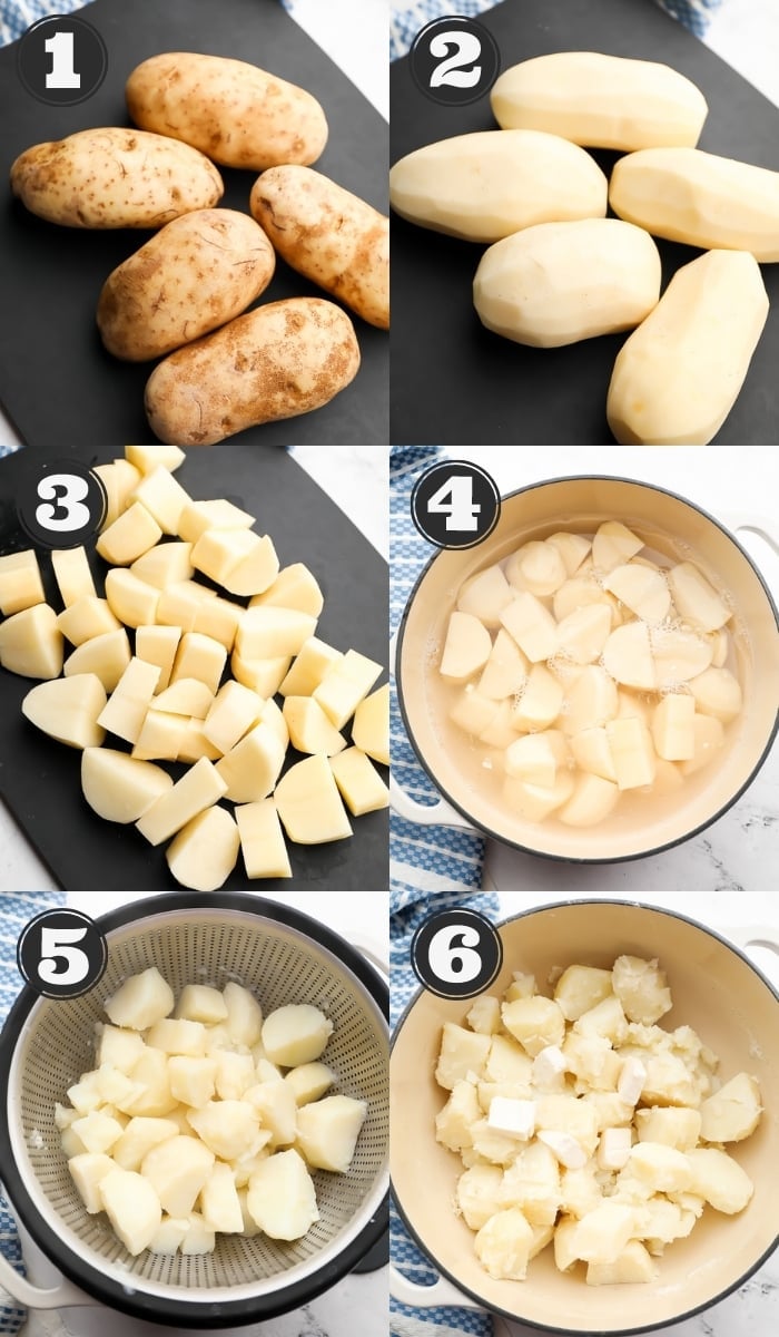 collage showing how to make mashed potatoes step by step