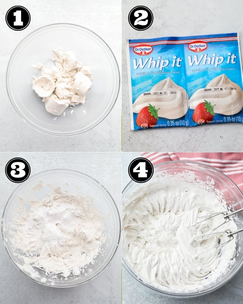 collage of how to make coconut whipped cream, step by step