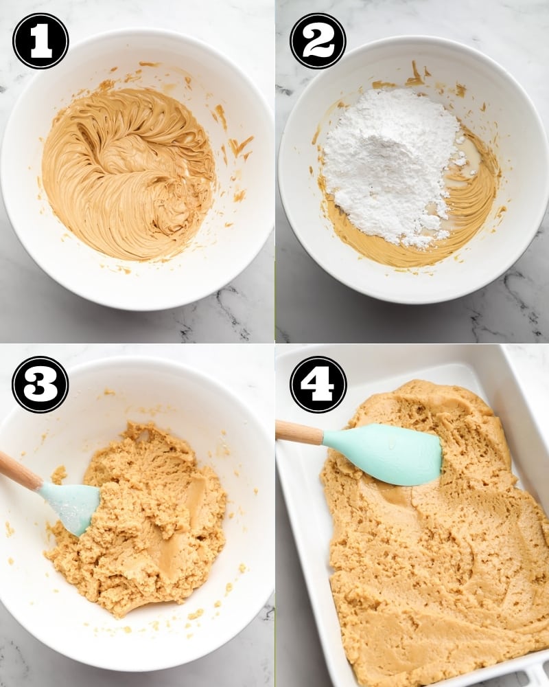 collage of how to make peanut cake step by step