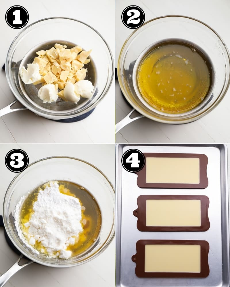 collage of how to make vegan white chocolate