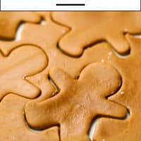 Pinterest image with text of gingerbread people