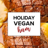 Pinterest image with text box for vegan ham roast