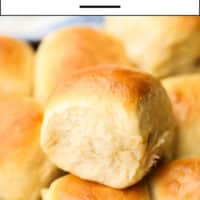 Pinterest collage/image with text of dinner rolls that are vegan