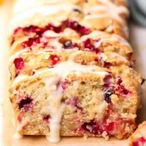 square image of loaf of fruity bread