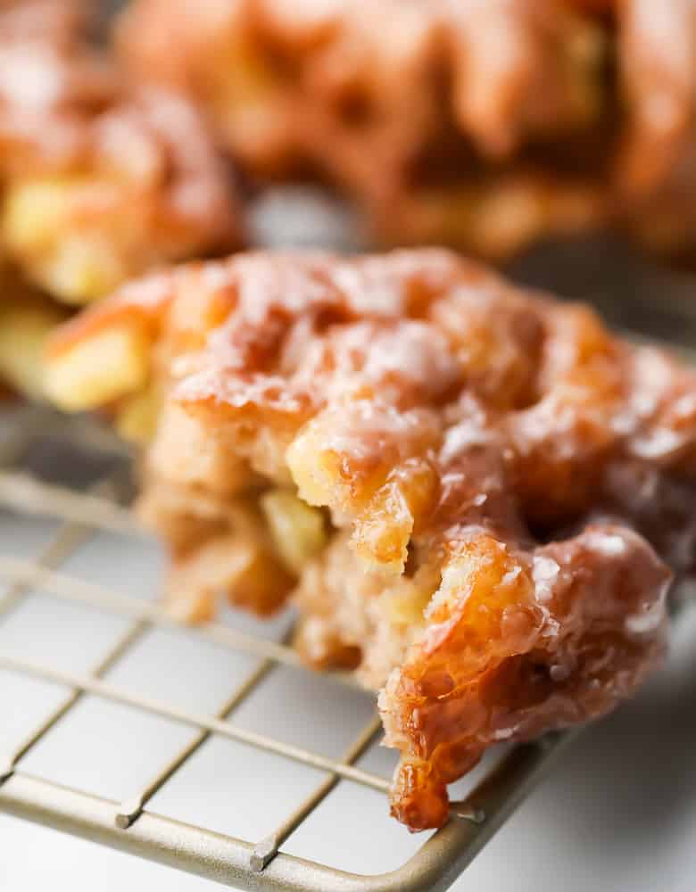 cut in half fritter with apples