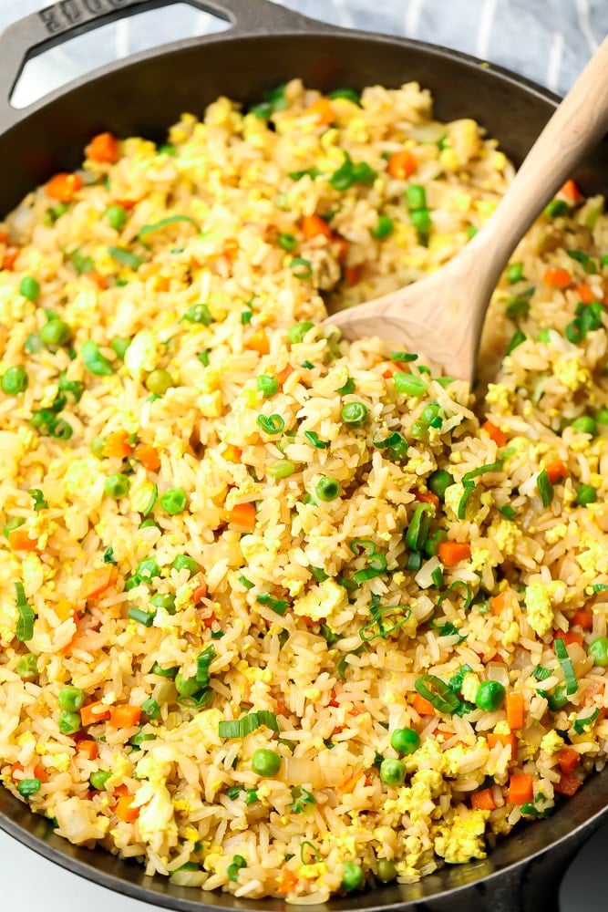 pan full of fried rice