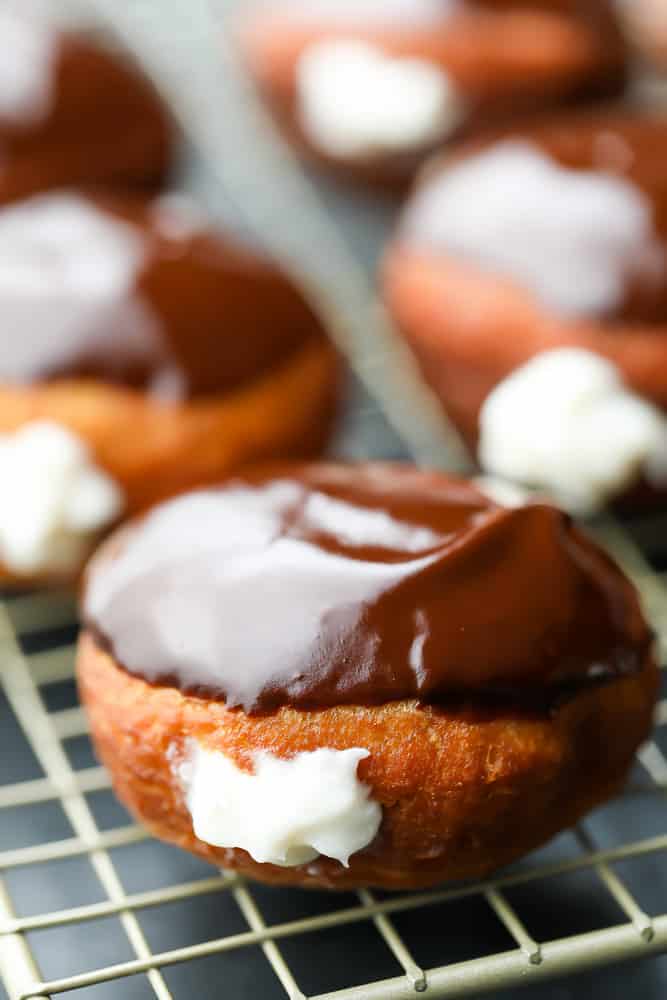 close up of donut on rack