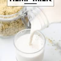 Pinterest collage with text of hemp milk