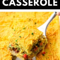 pinterest image with text for breakfast casserole made vegan