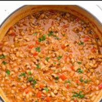 Pinterest image with text box for black eyed peas that are also vegan