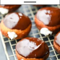 Pinterest collage with text of cream filled donuts