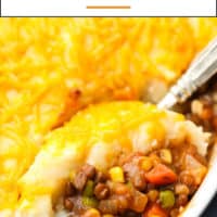 pinterest image with text of cheesy shepherds pie