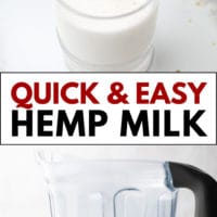 Pinterest collage with text of hemp milk