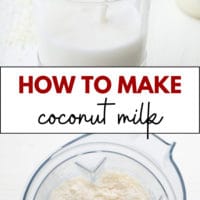 Pinterest collage with text of how to make milk out of coconut