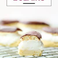 pinterest image with text box eclairs