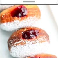 Pinterest collage with text for jelly donuts