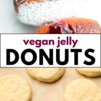 Pinterest collage with text for jelly donuts