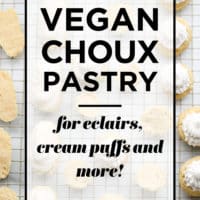 pinterest image with text choux pastry vegan