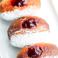 square image of jelly filled donuts