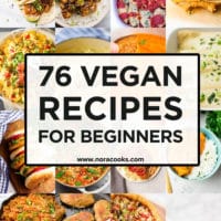 square image with text box for 76 vegan recipes