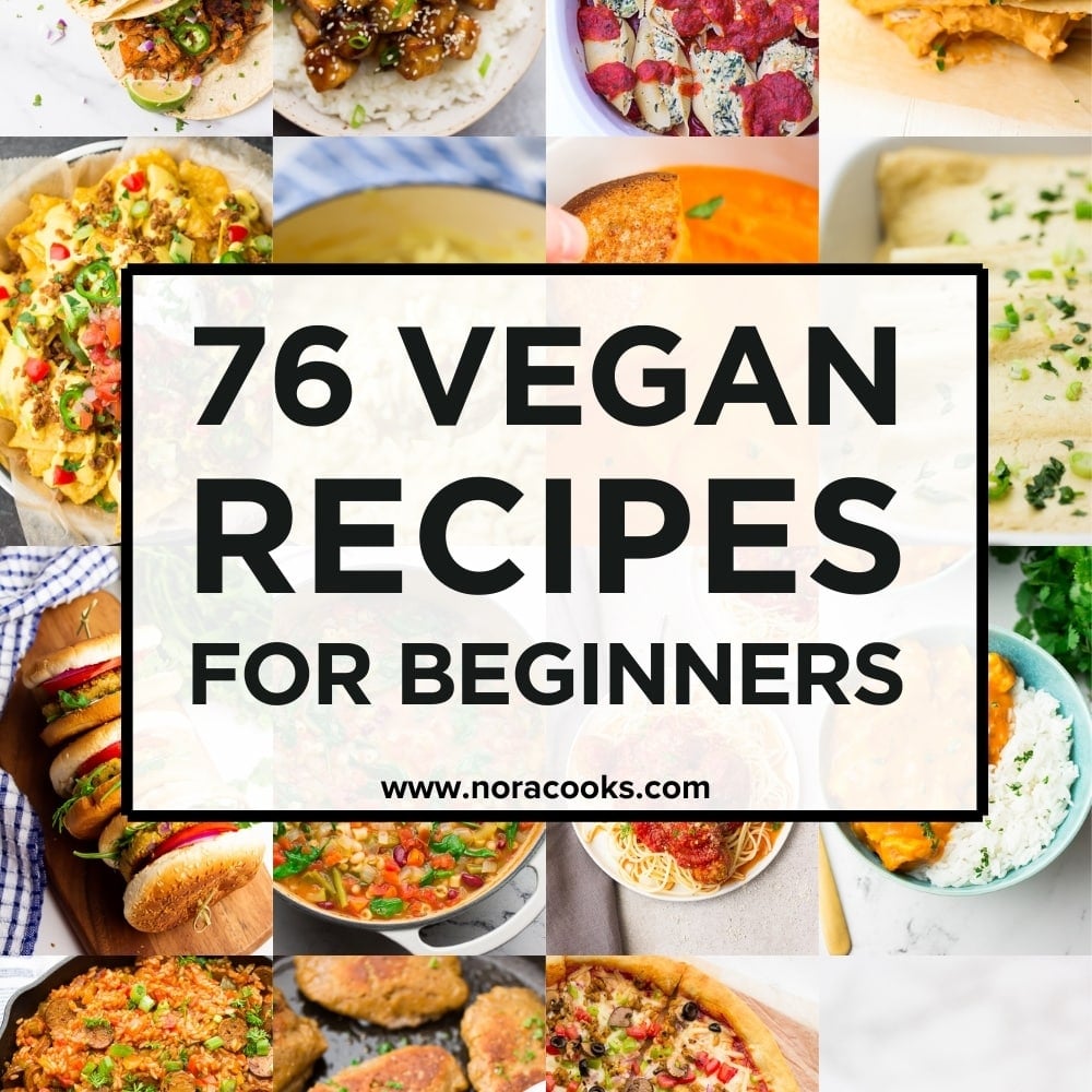 square image with text box for 76 vegan recipes