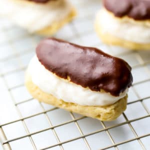 square image of an eclair, more in back