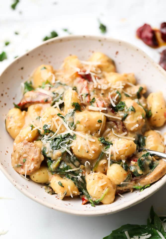 bowl of creamy tuscan gnocchi