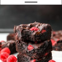 Pinterest image with text box for vegan raspberry brownies