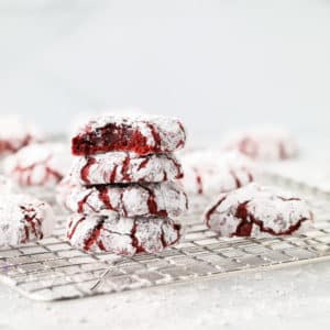 square image of a red crinkly cookie