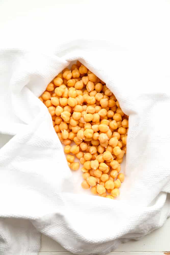 chickpeas in a white dish towel