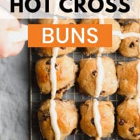hot cross buns with text over it
