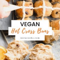 Pinterest collage with text box for vegan hot cross buns