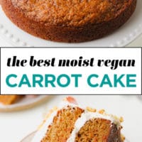 Pinterest collage with text for vegan carrot cake