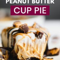 Pinterest image for a peanut butter pie made vegan with text overlay