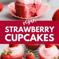 pinterest collage with text for strawberry cupcakes made vegan