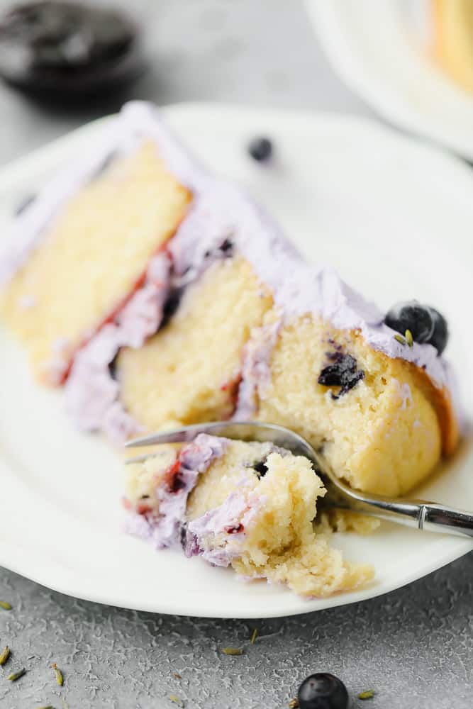 fork cutting into piece of cake