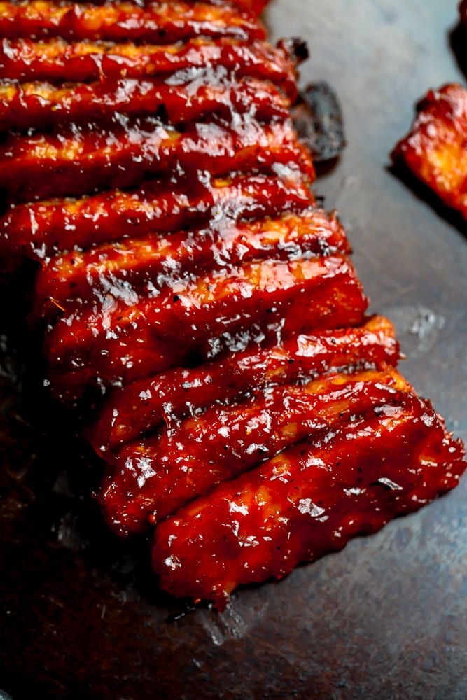 vegetarian ribs on a pan