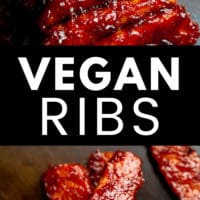 pinterest collage with text for vegan tempeh ribs