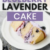 pinterest image with text overlay for lemon lavender cake