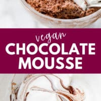 pinterest image showing how to make chocolate mousse in a white bowl