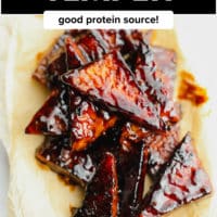 Pinterest image with text overlay for tempeh