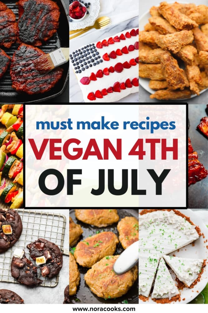 vegan 4th of july pinterest collage with text