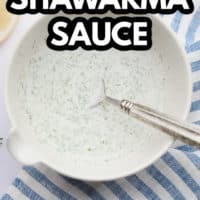 pinterest image with text overlay for shawarma sauce