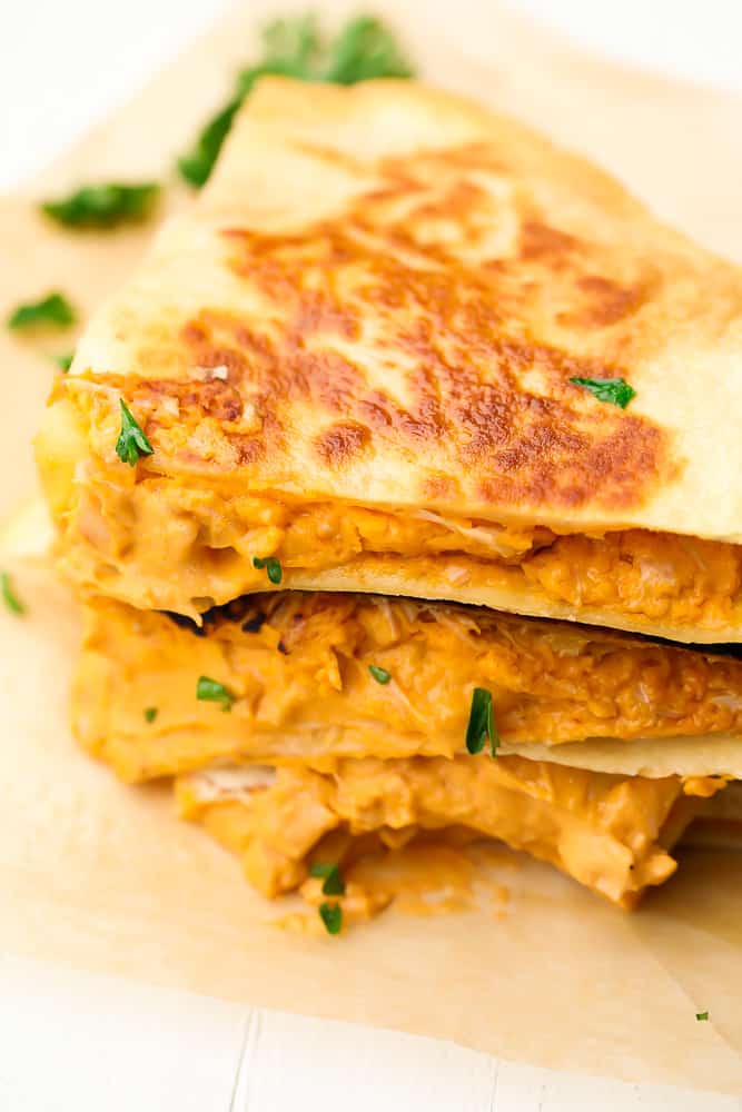 quesadillas on white background