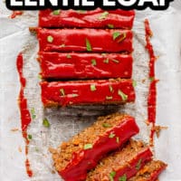 pinterest image with text reading vegan lentil loaf